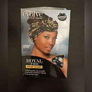 Evolve Royal Wrap Head Scarf Satin Hair Bonnet Ties Twisted Bun Top Knot Travel